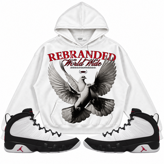 Rebranded Studios apparel — front styled with matching sneakers