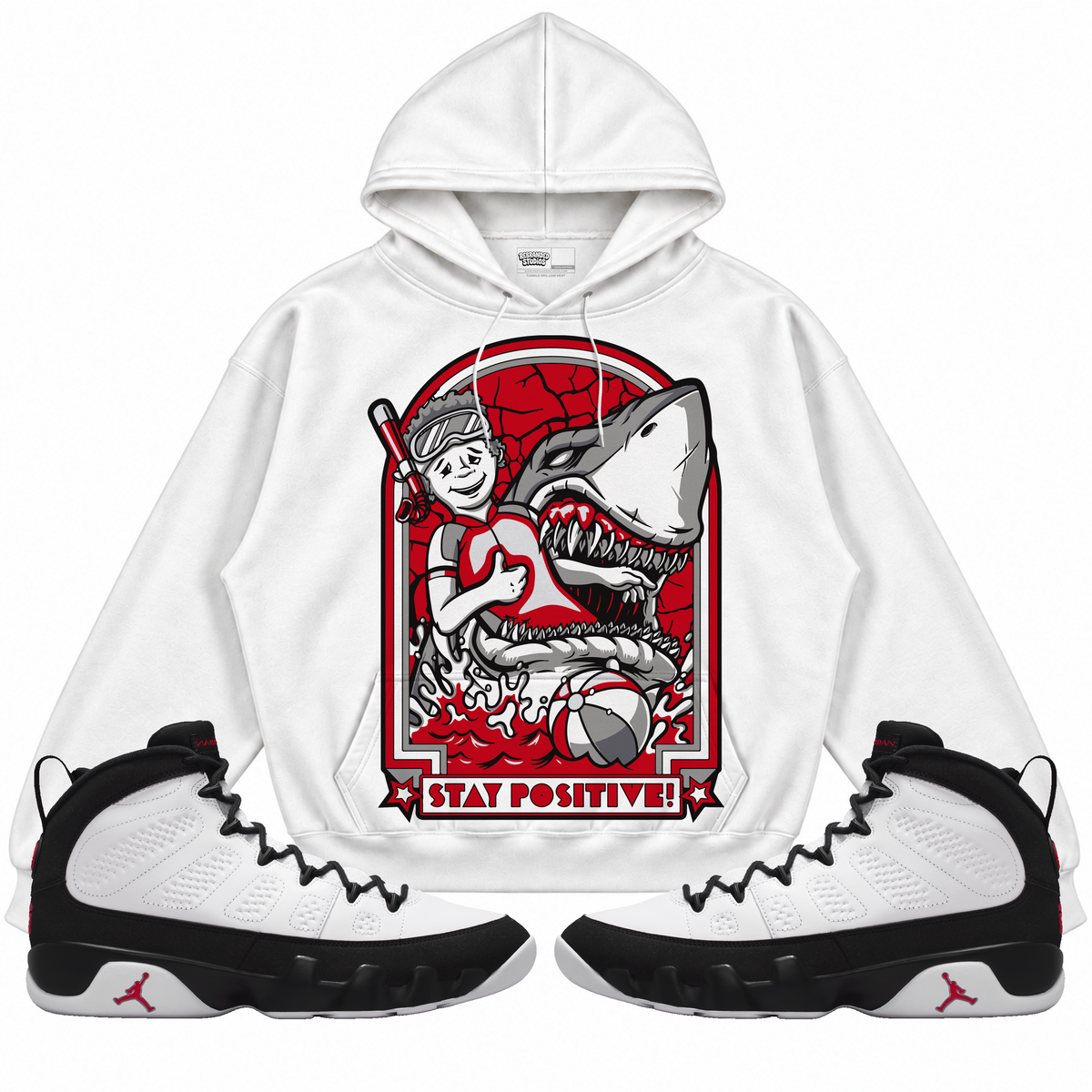 Rebranded Studios apparel — front styled with matching sneakers