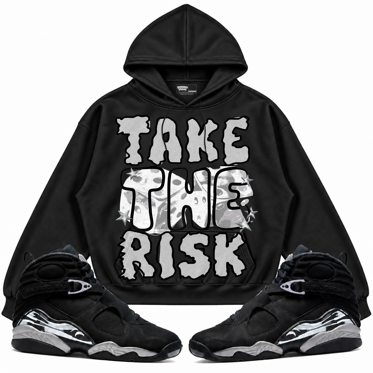 Rebranded Studios apparel — front styled with matching sneakers