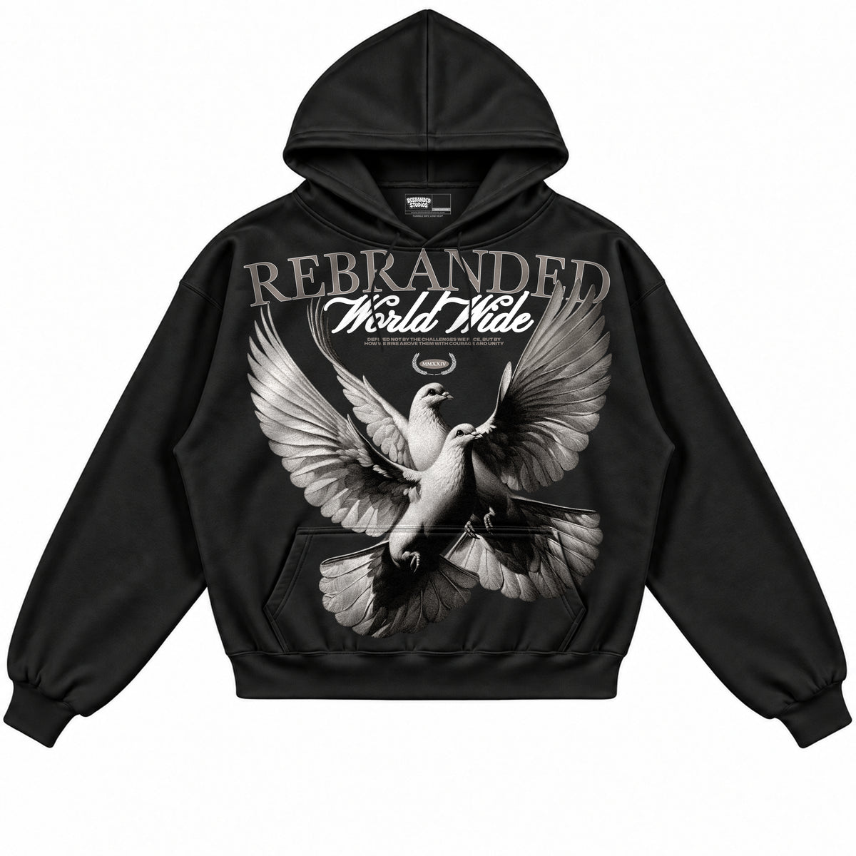 Rebranded Studios apparel — front without sneakers