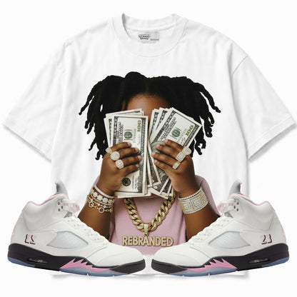 Rebranded Studios apparel — front styled with matching sneakers