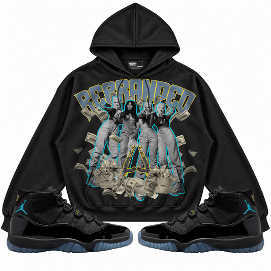 Rebranded Studios apparel — front styled with matching sneakers