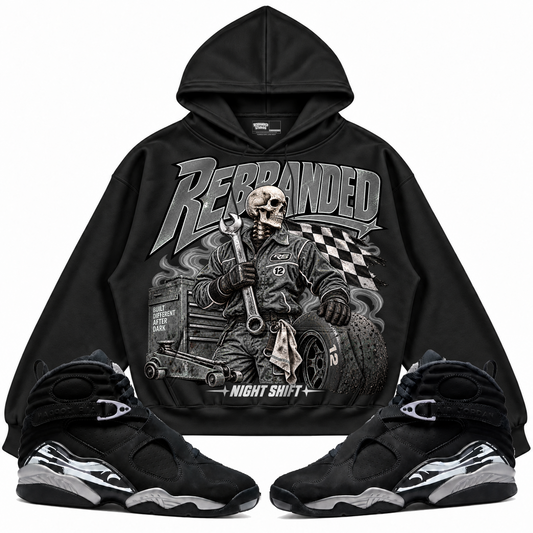 Rebranded Studios apparel — front styled with matching sneakers