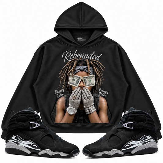 Rebranded Studios apparel — front styled with matching sneakers