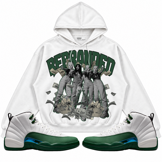Rebranded Studios apparel — front styled with matching sneakers