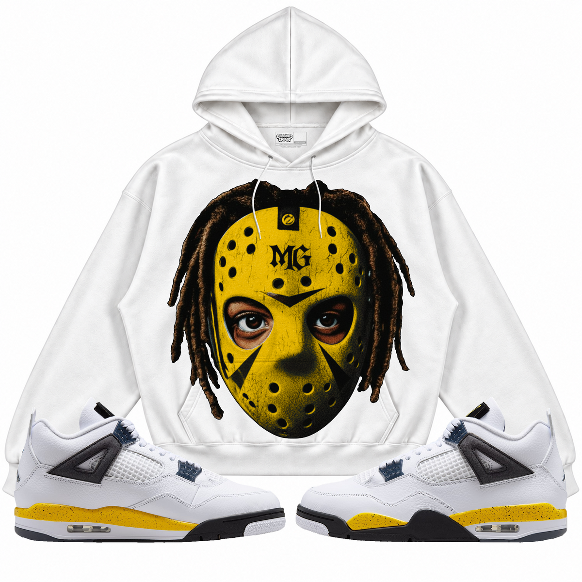 Rebranded Studios apparel — front styled with matching sneakers