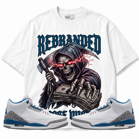 Rebranded Studios apparel — front styled with matching sneakers