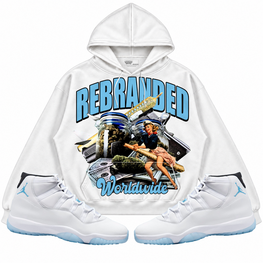 Rebranded Studios apparel — front styled with matching sneakers