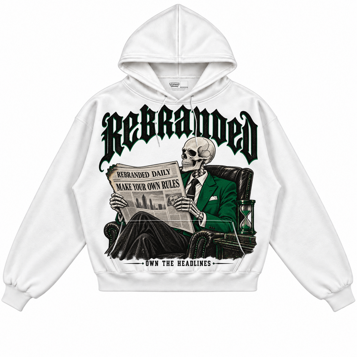 Rebranded Studios apparel — front without sneakers