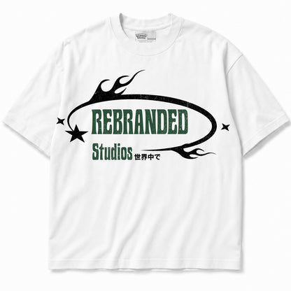 Rebranded Studios apparel — front without sneakers