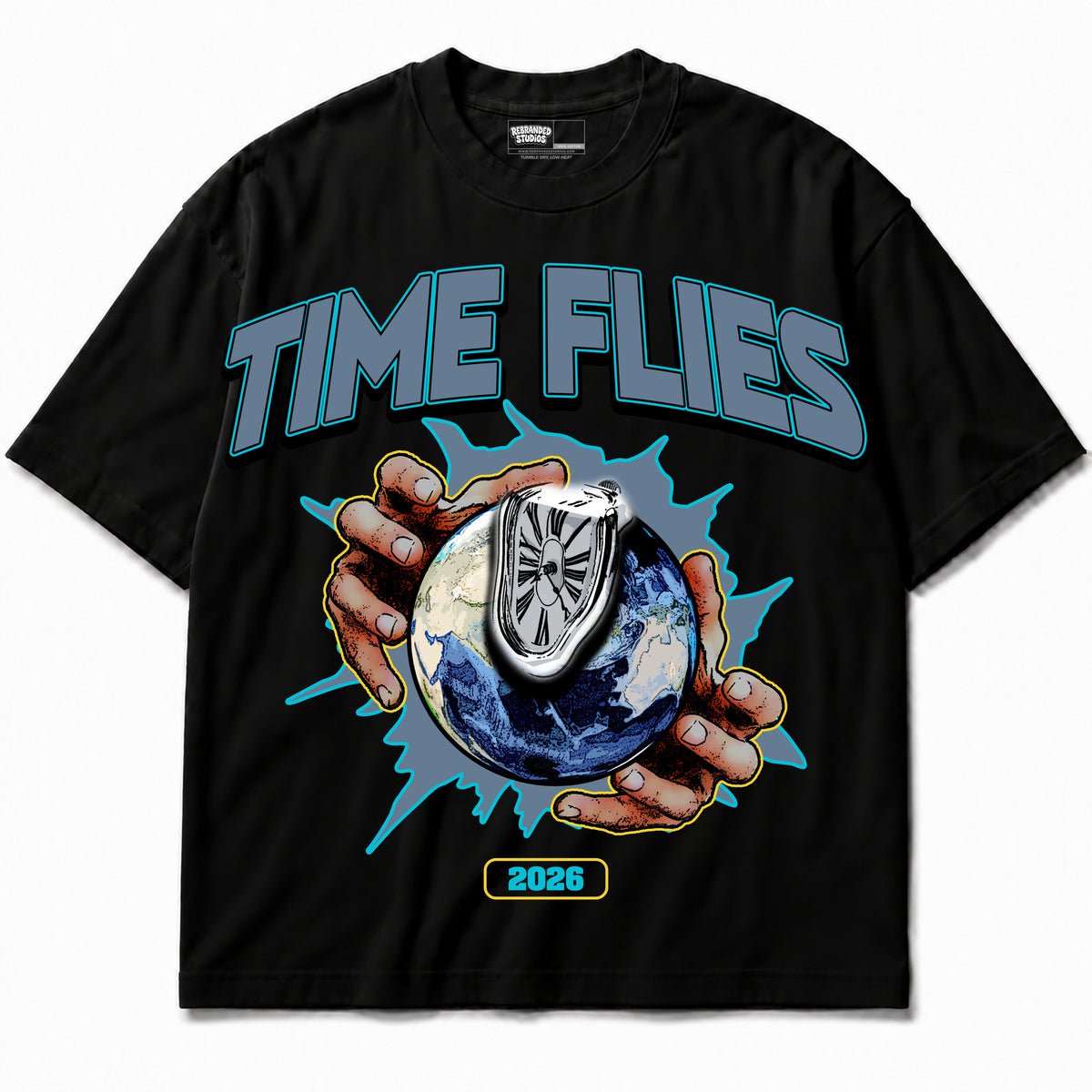 Rebranded Studios apparel — front without sneakers