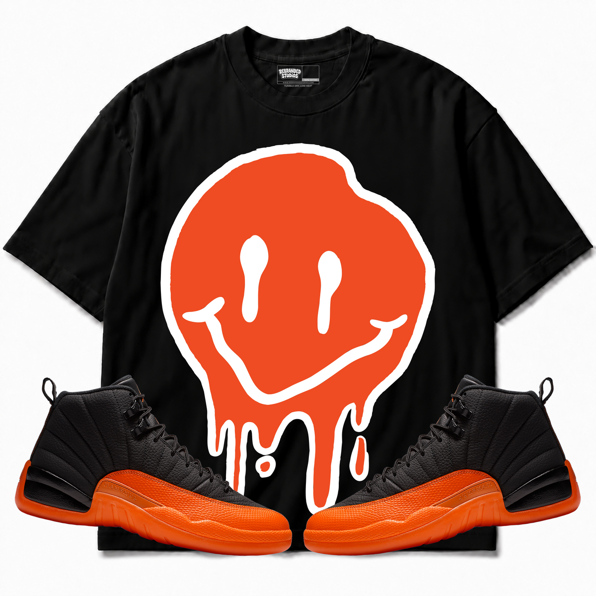 Rebranded Studios apparel — front styled with matching sneakers