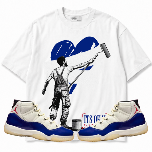 Rebranded Studios apparel — front styled with matching sneakers