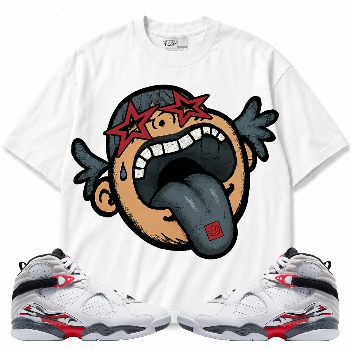 Rebranded Studios apparel — front styled with matching sneakers