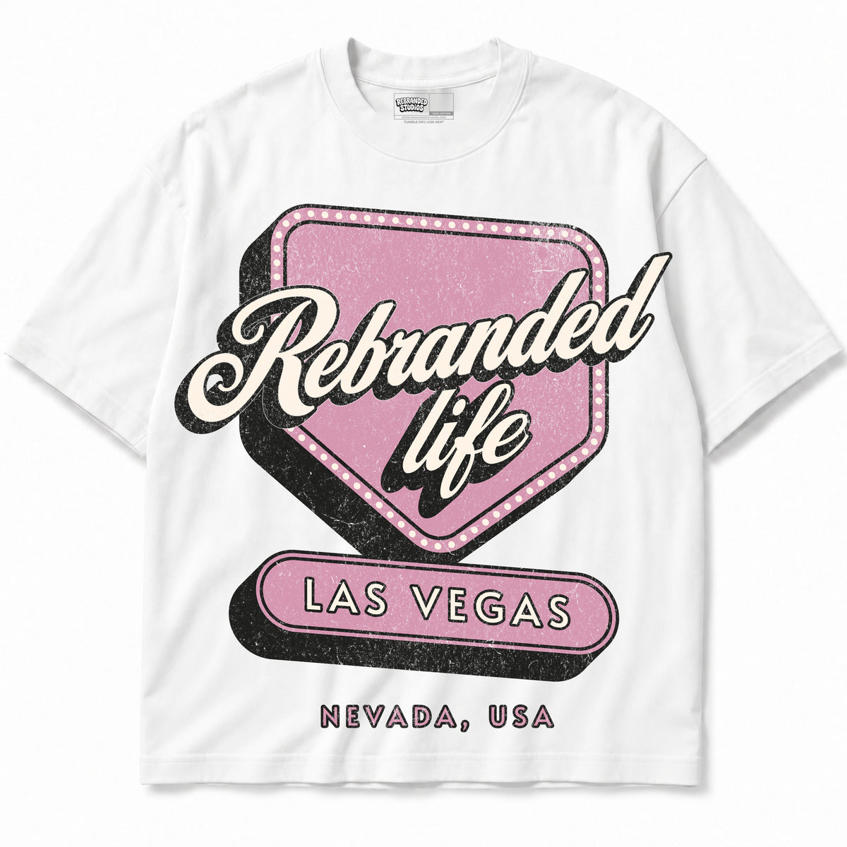 Rebranded Studios apparel — front without sneakers