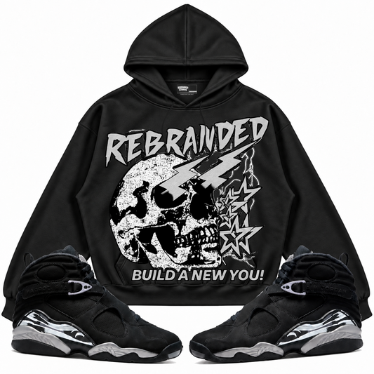 Rebranded Studios apparel — front styled with matching sneakers