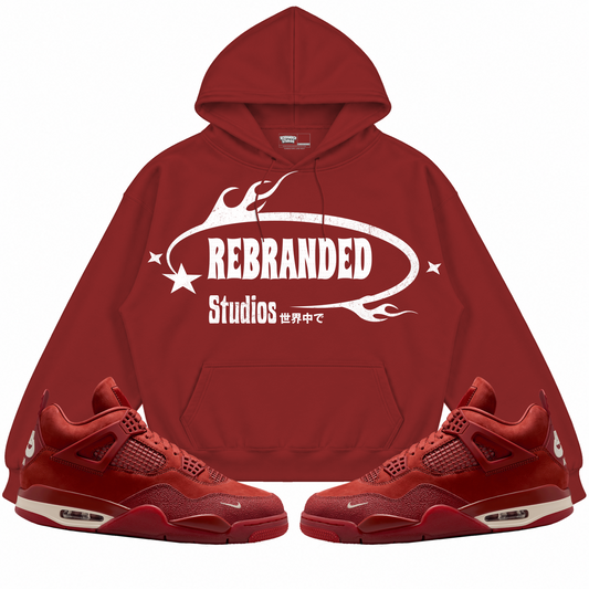 Rebranded Studios apparel — front styled with matching sneakers