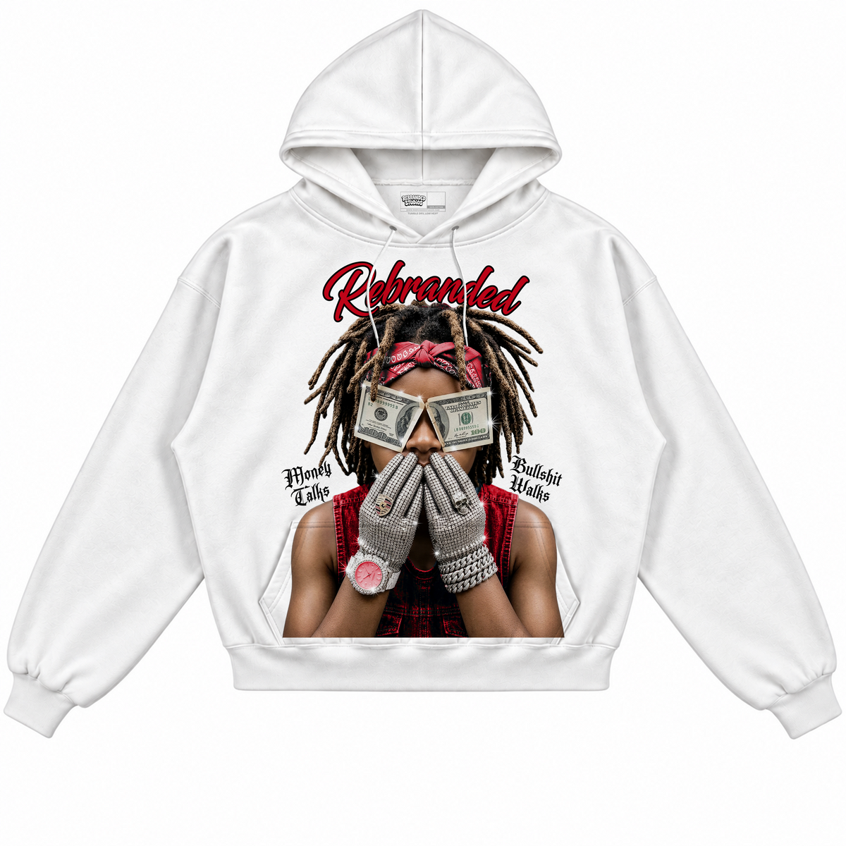 Rebranded Studios apparel — front without sneakers