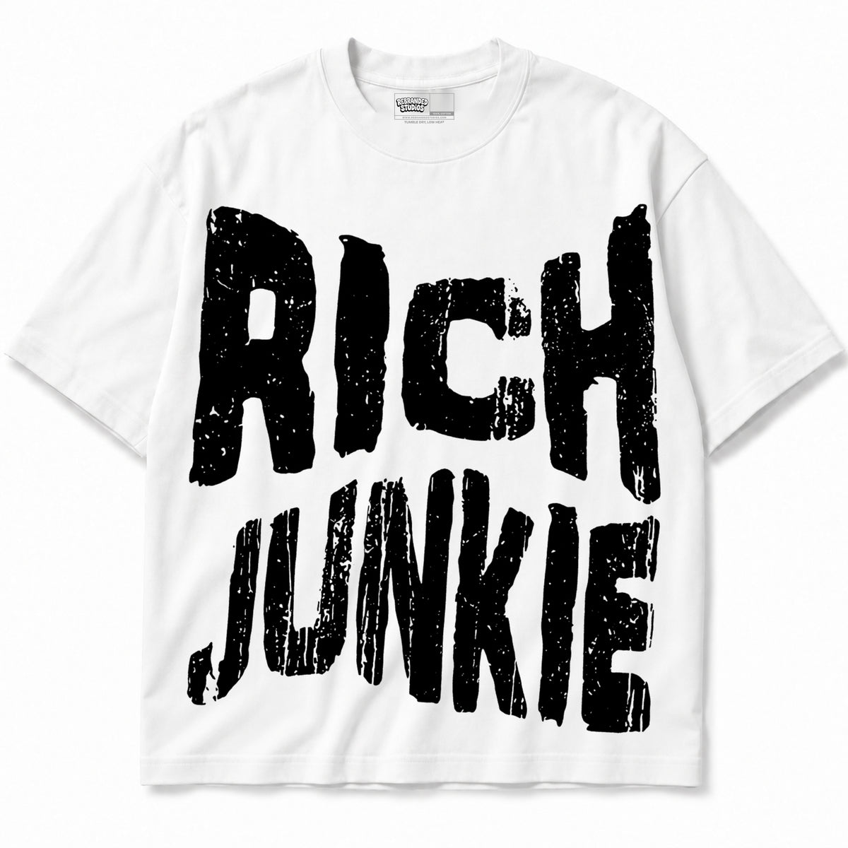 Rebranded Studios apparel — front without sneakers