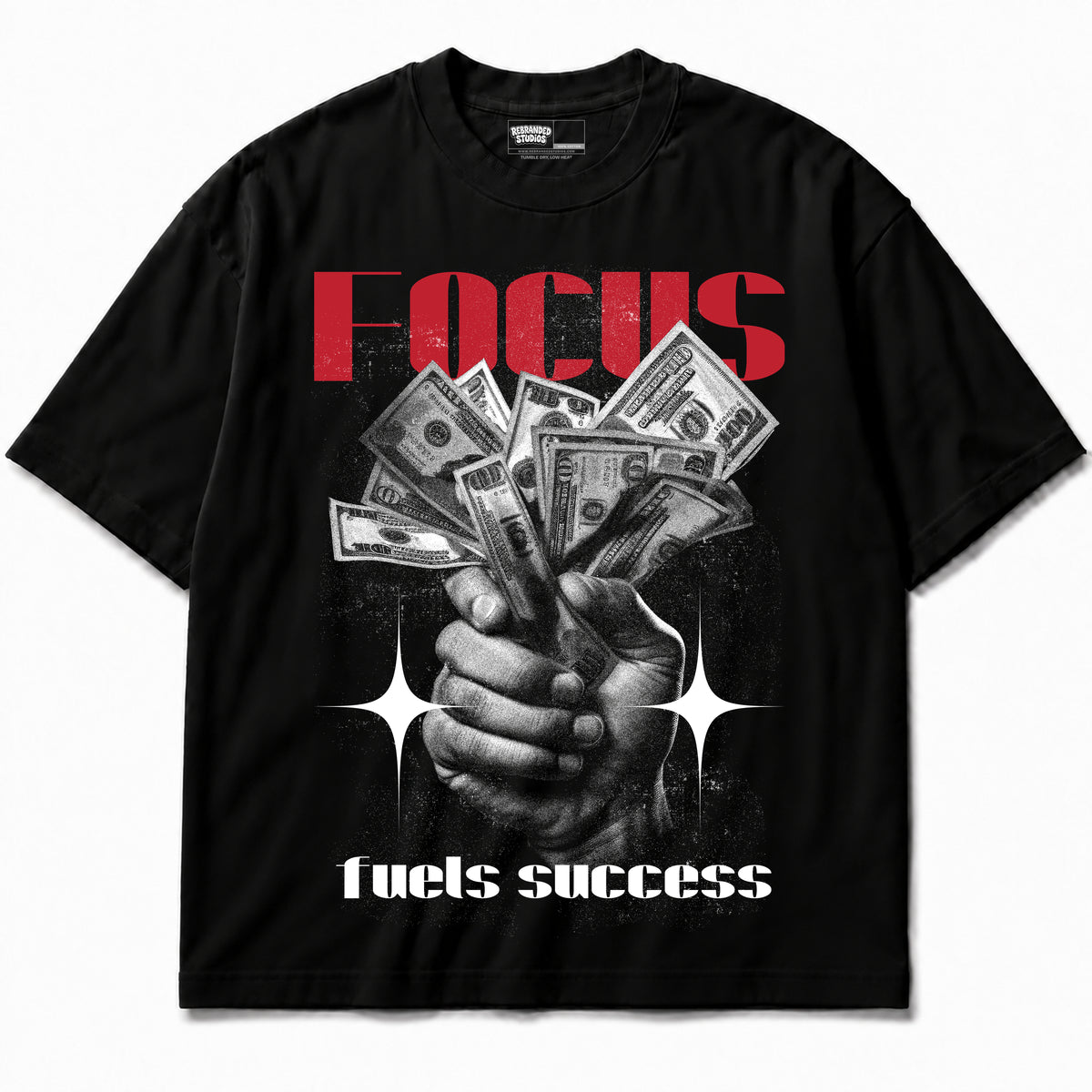 Rebranded Studios apparel — front without sneakers