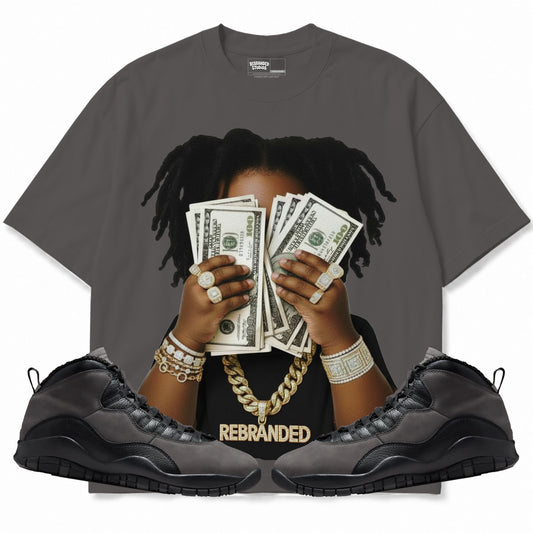 Rebranded Studios apparel — front styled with matching sneakers