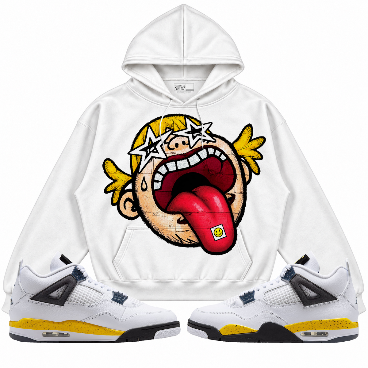 Rebranded Studios apparel — front styled with matching sneakers