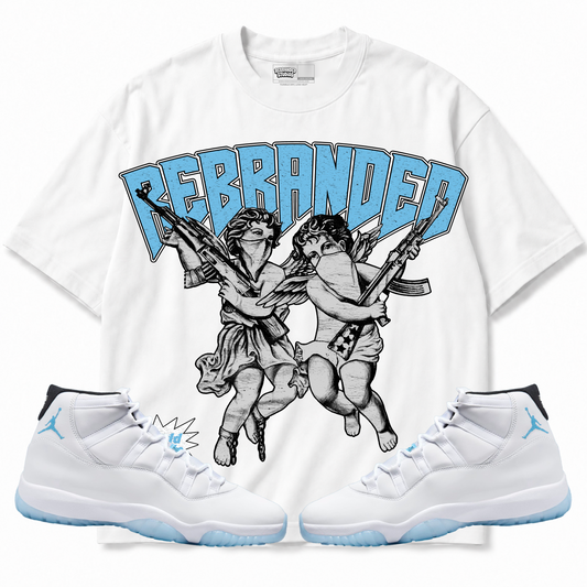 Rebranded Studios apparel — front styled with matching sneakers