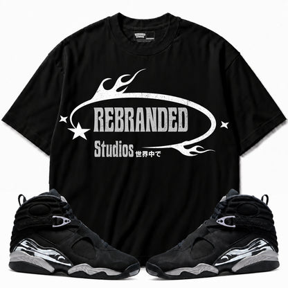 Rebranded Studios apparel — front styled with matching sneakers