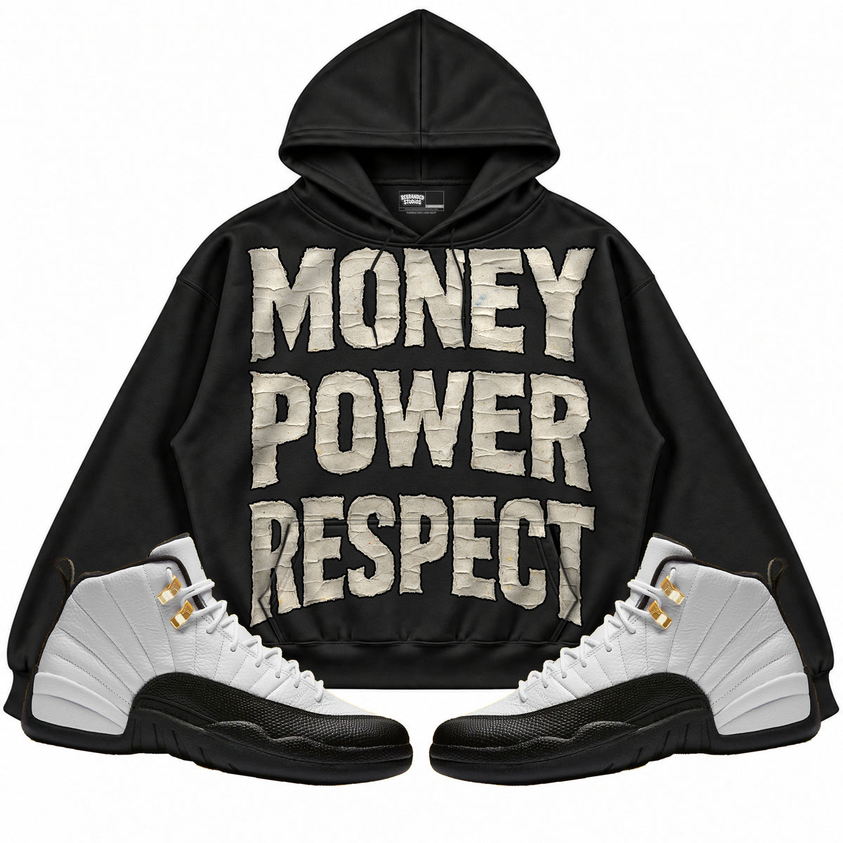 Rebranded Studios apparel — front styled with matching sneakers