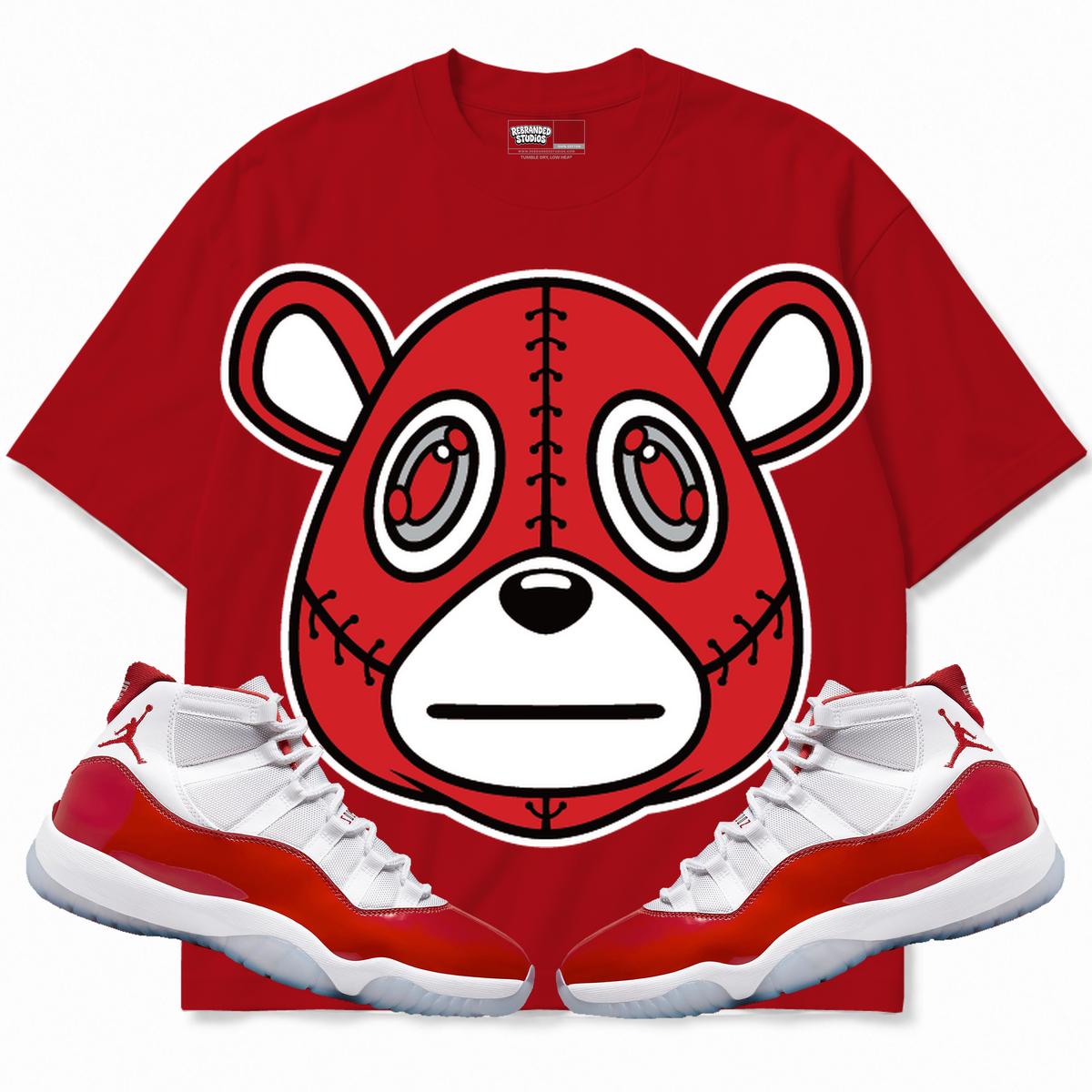 Rebranded Studios apparel — front styled with matching sneakers