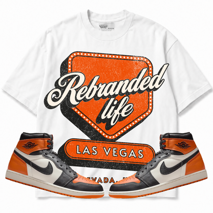 Rebranded Studios apparel — front styled with matching sneakers