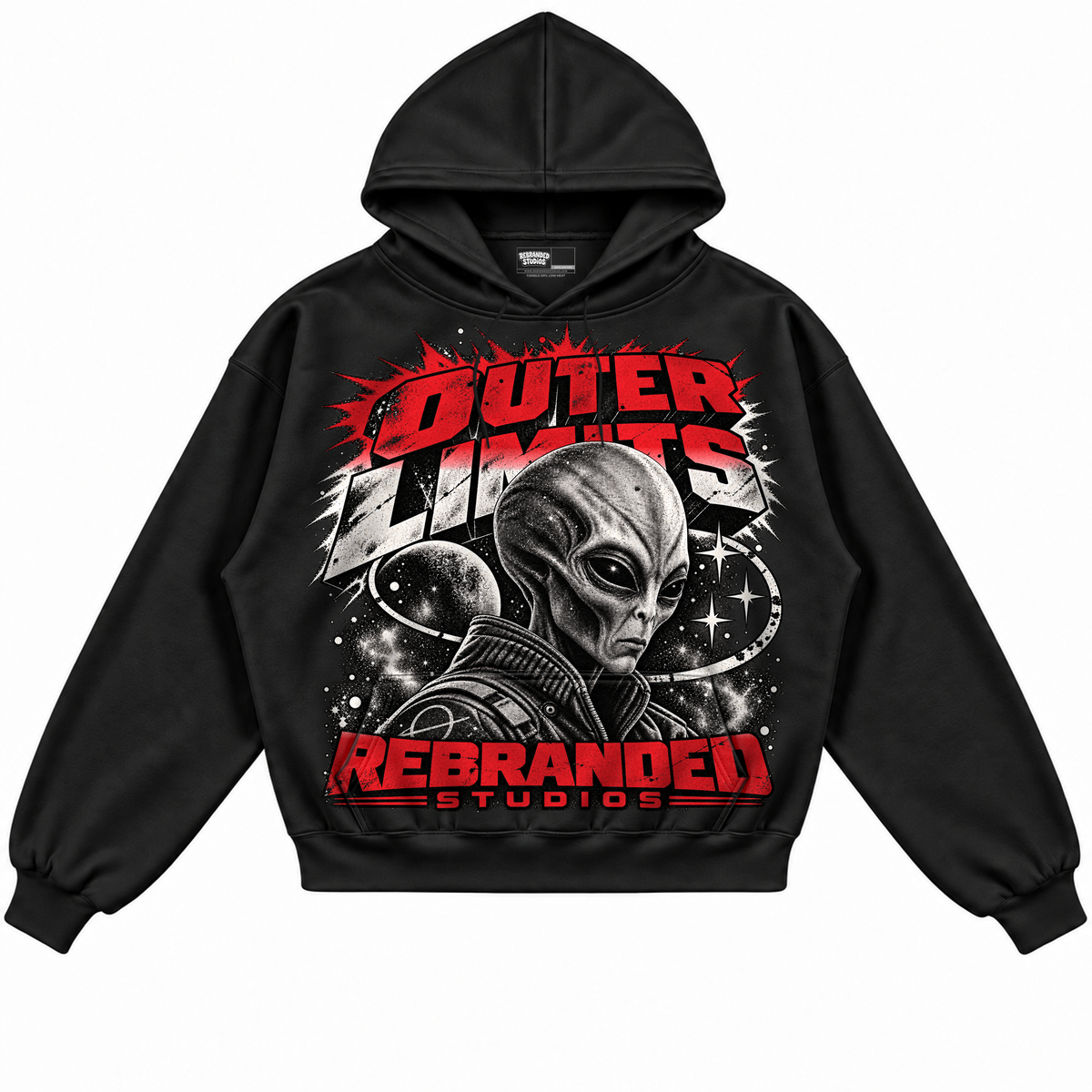Rebranded Studios apparel — front without sneakers