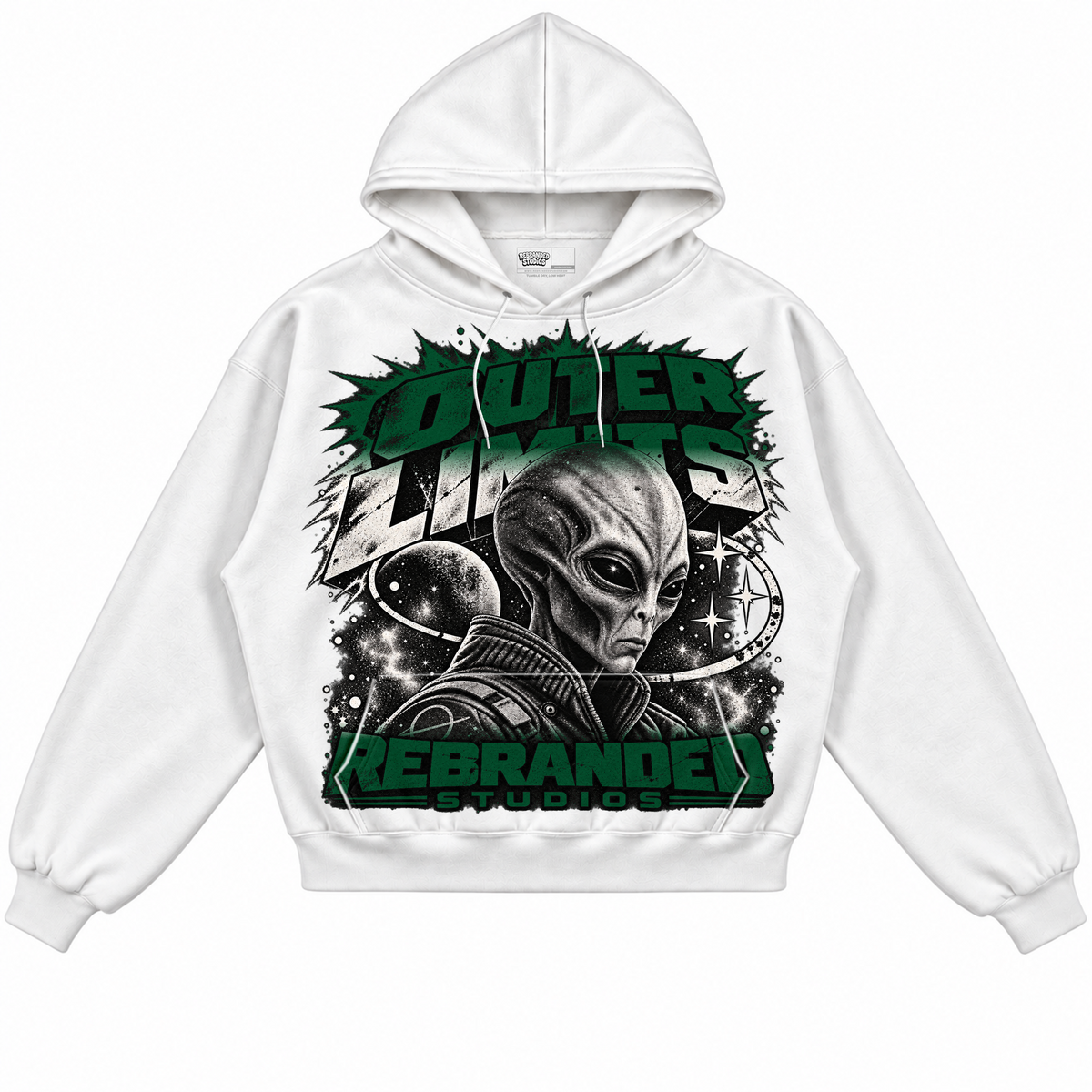 Rebranded Studios apparel — front without sneakers