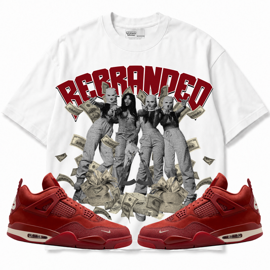 Rebranded Studios apparel — front styled with matching sneakers