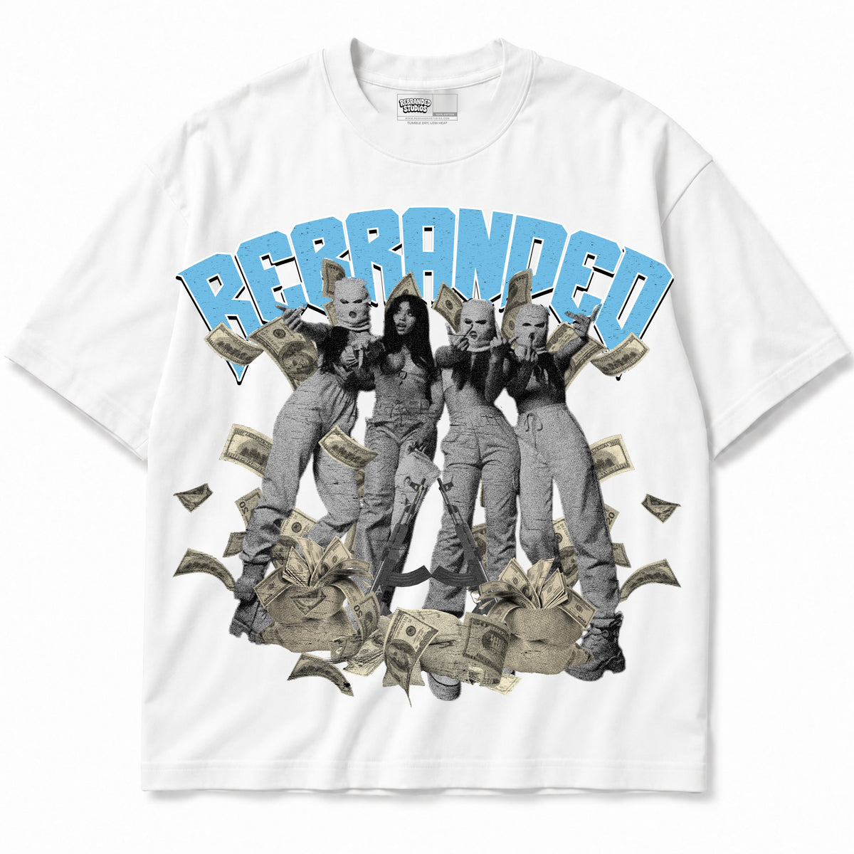 Rebranded Studios apparel — front without sneakers