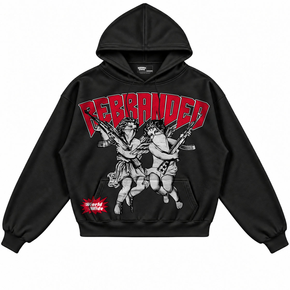 Rebranded Studios apparel — front without sneakers