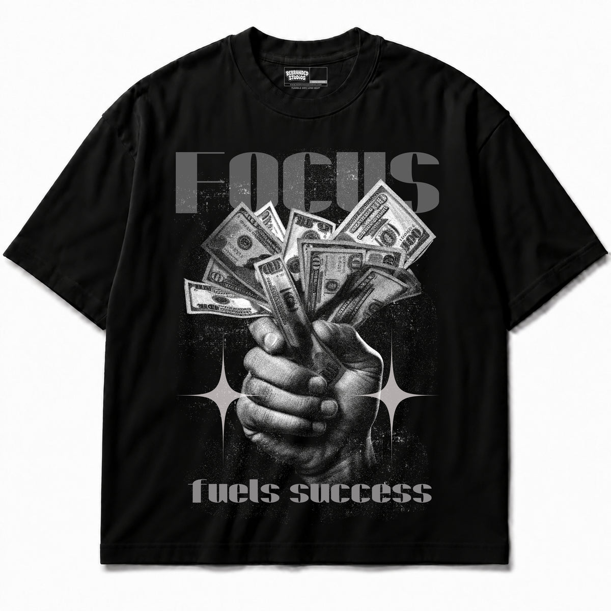 Rebranded Studios apparel — front without sneakers