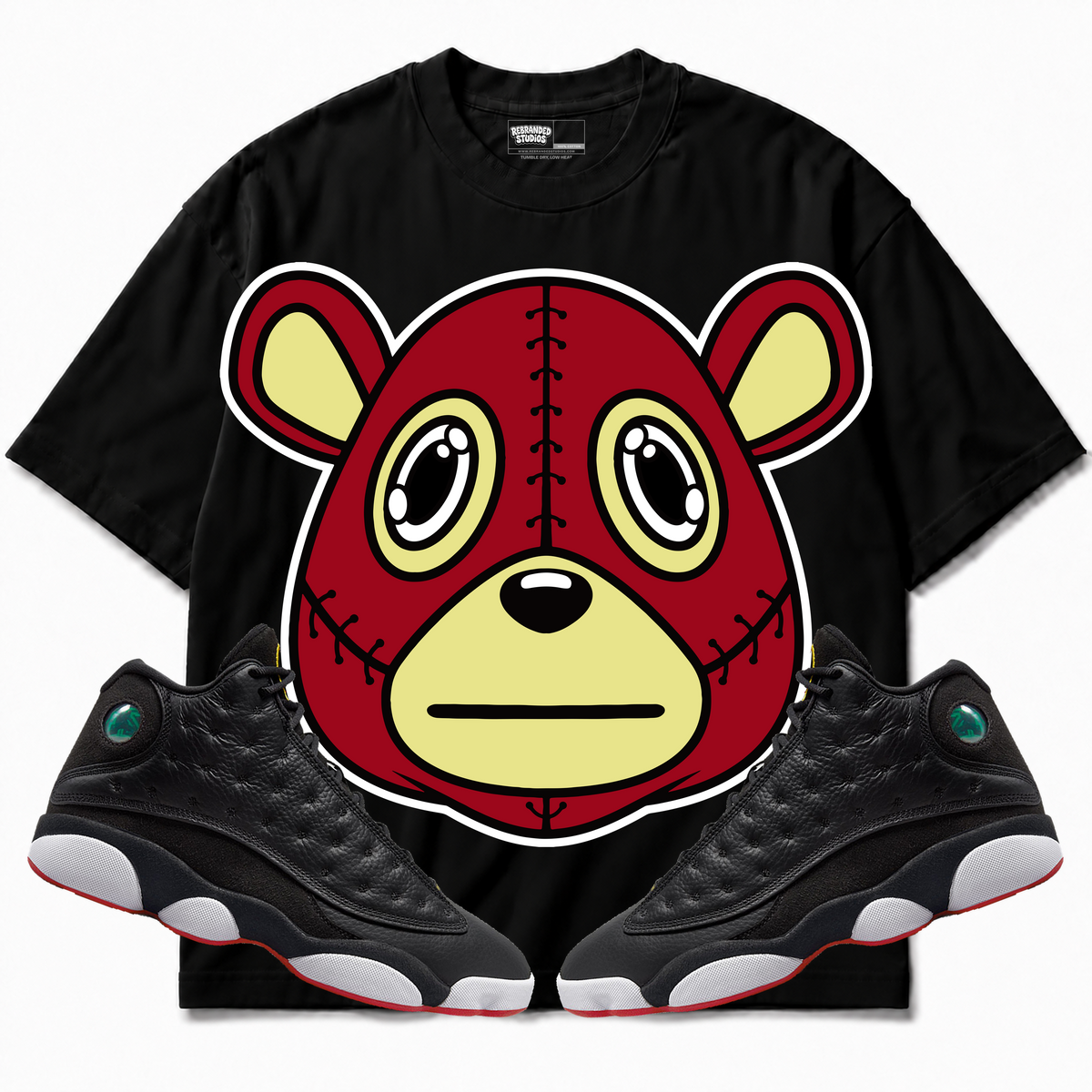 Rebranded Studios apparel — front styled with matching sneakers