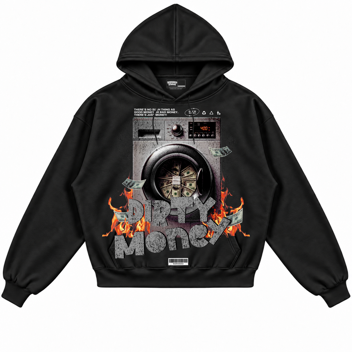Rebranded Studios apparel — front without sneakers