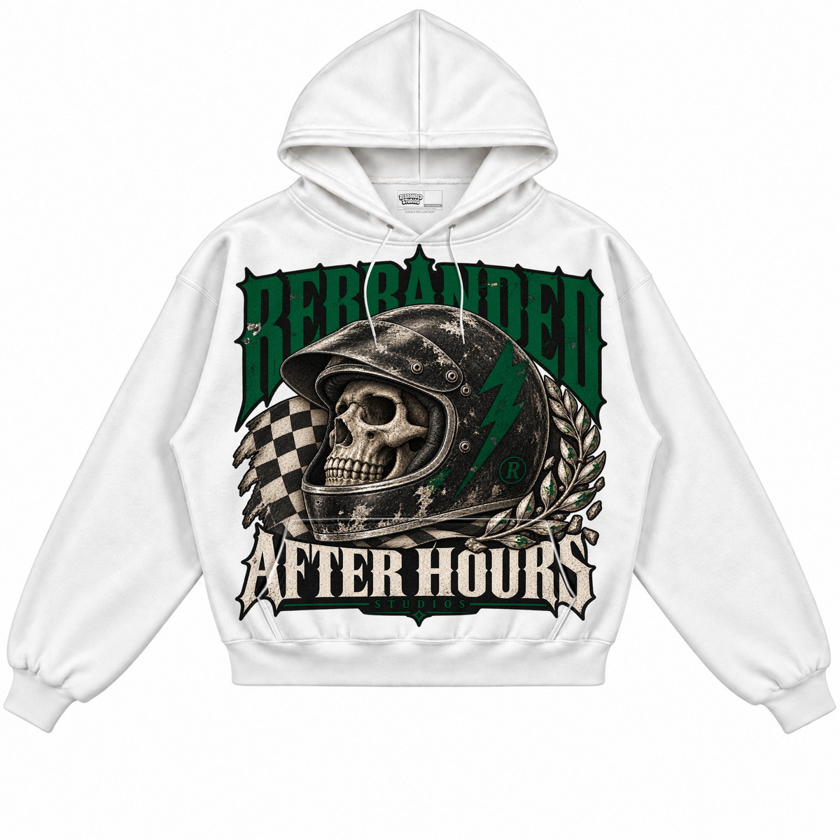 Rebranded Studios apparel — front without sneakers