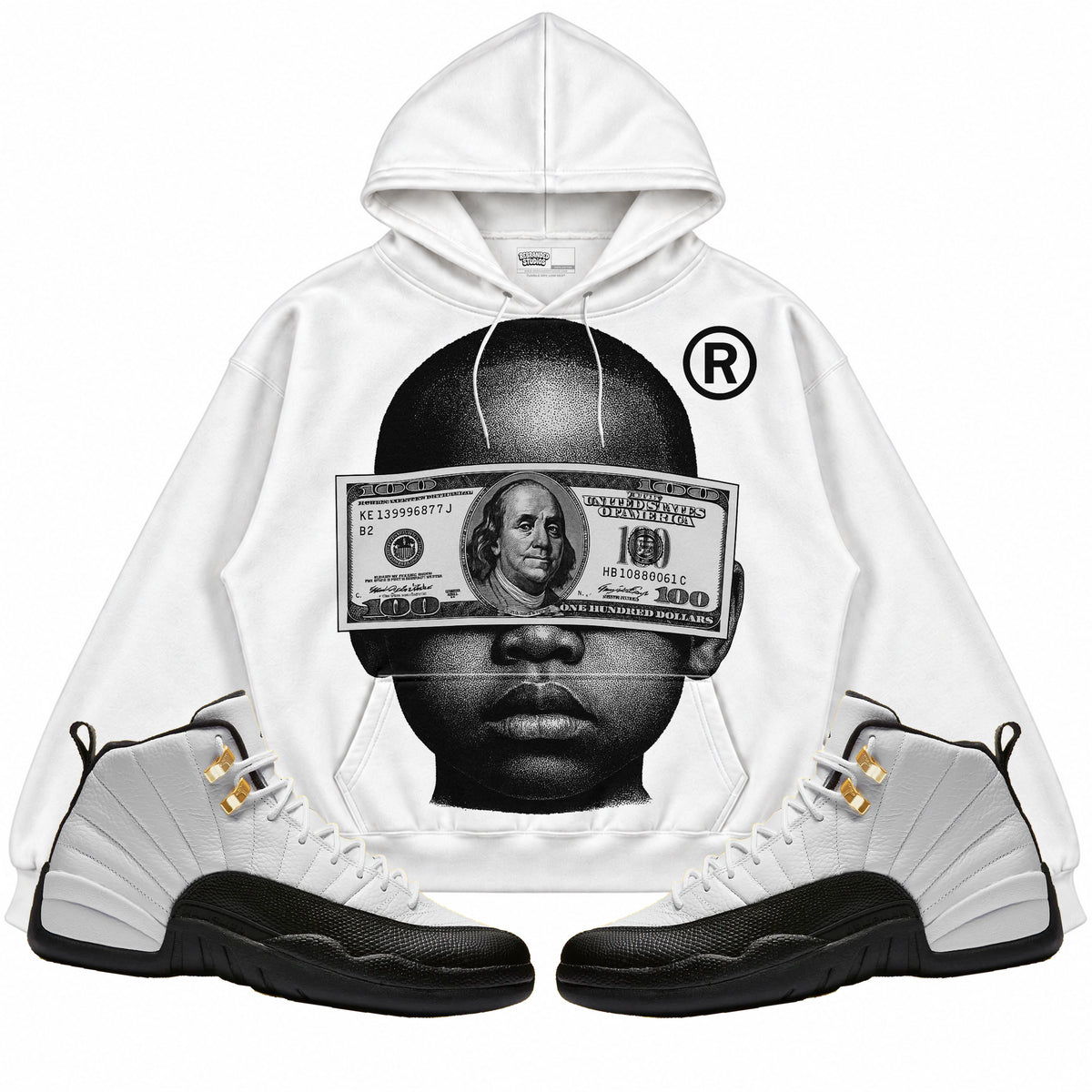 Rebranded Studios apparel — front styled with matching sneakers