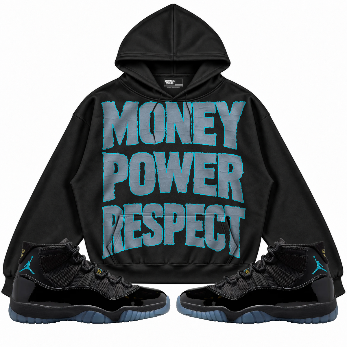 Rebranded Studios apparel — front styled with matching sneakers