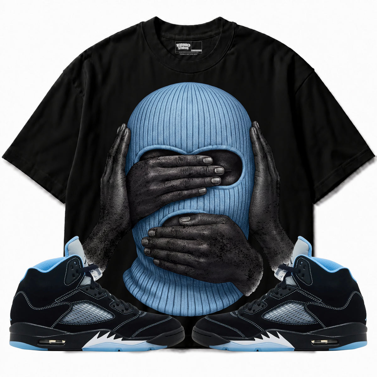 Rebranded Studios apparel — front styled with matching sneakers