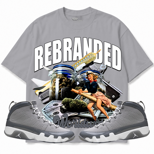 Rebranded Studios apparel — front styled with matching sneakers