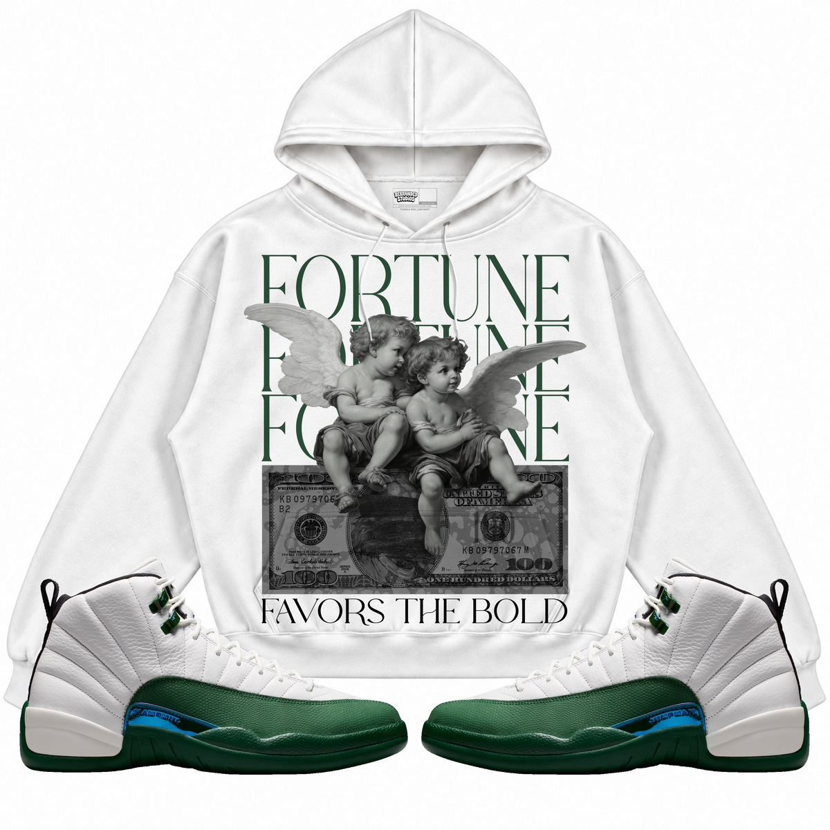 Rebranded Studios apparel — front styled with matching sneakers