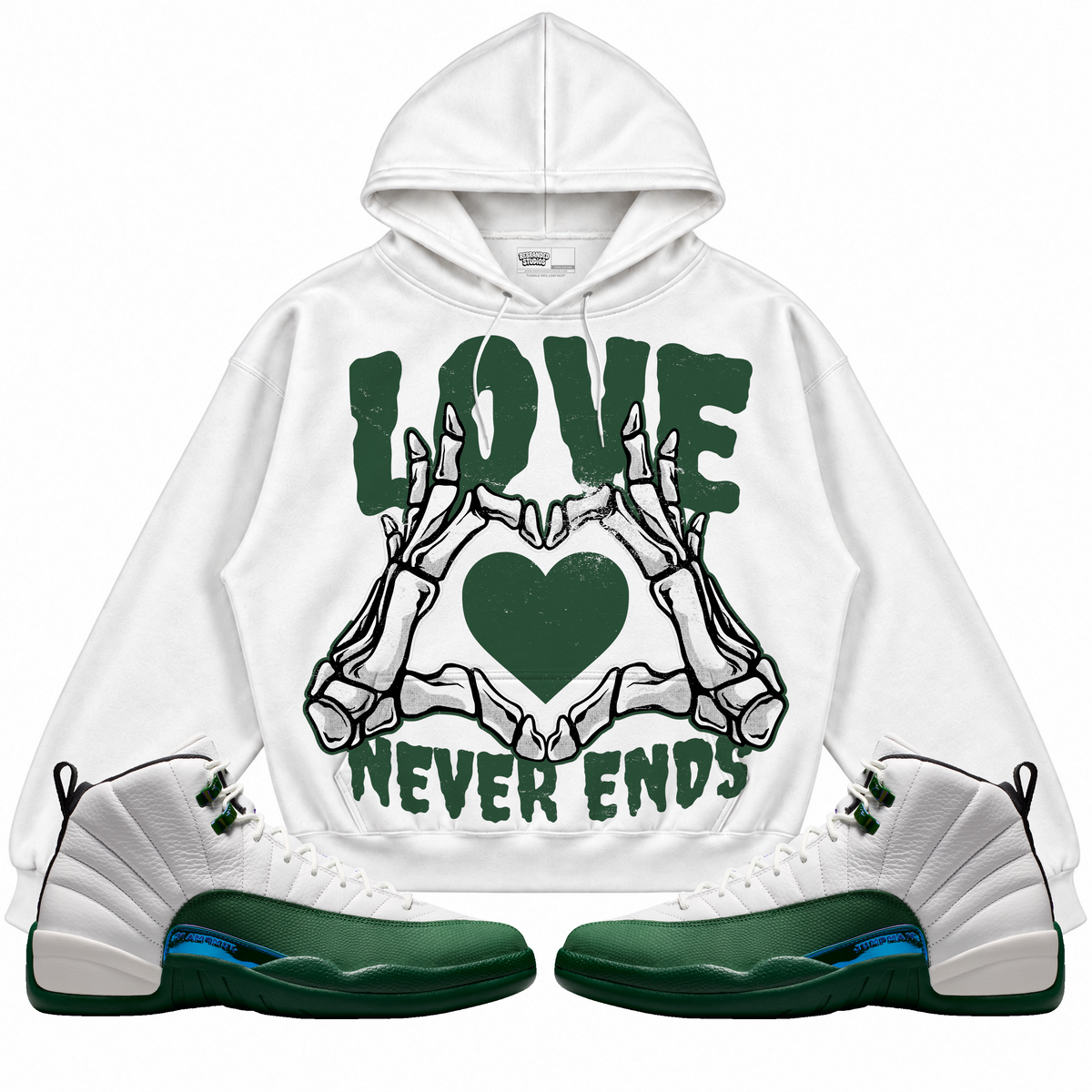 Rebranded Studios apparel — front styled with matching sneakers