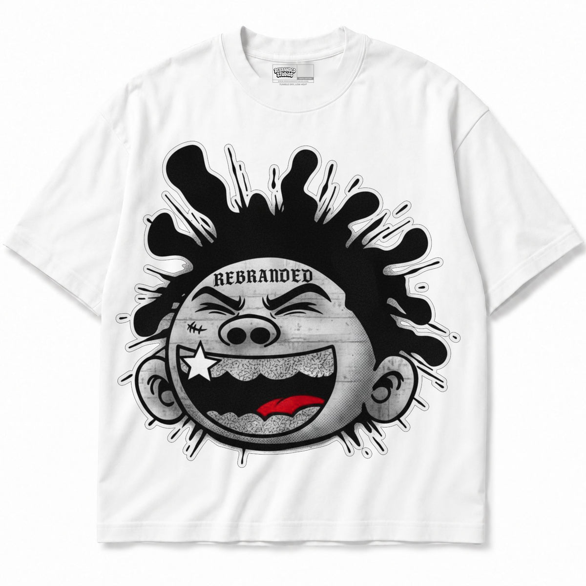 Rebranded Studios apparel — front without sneakers
