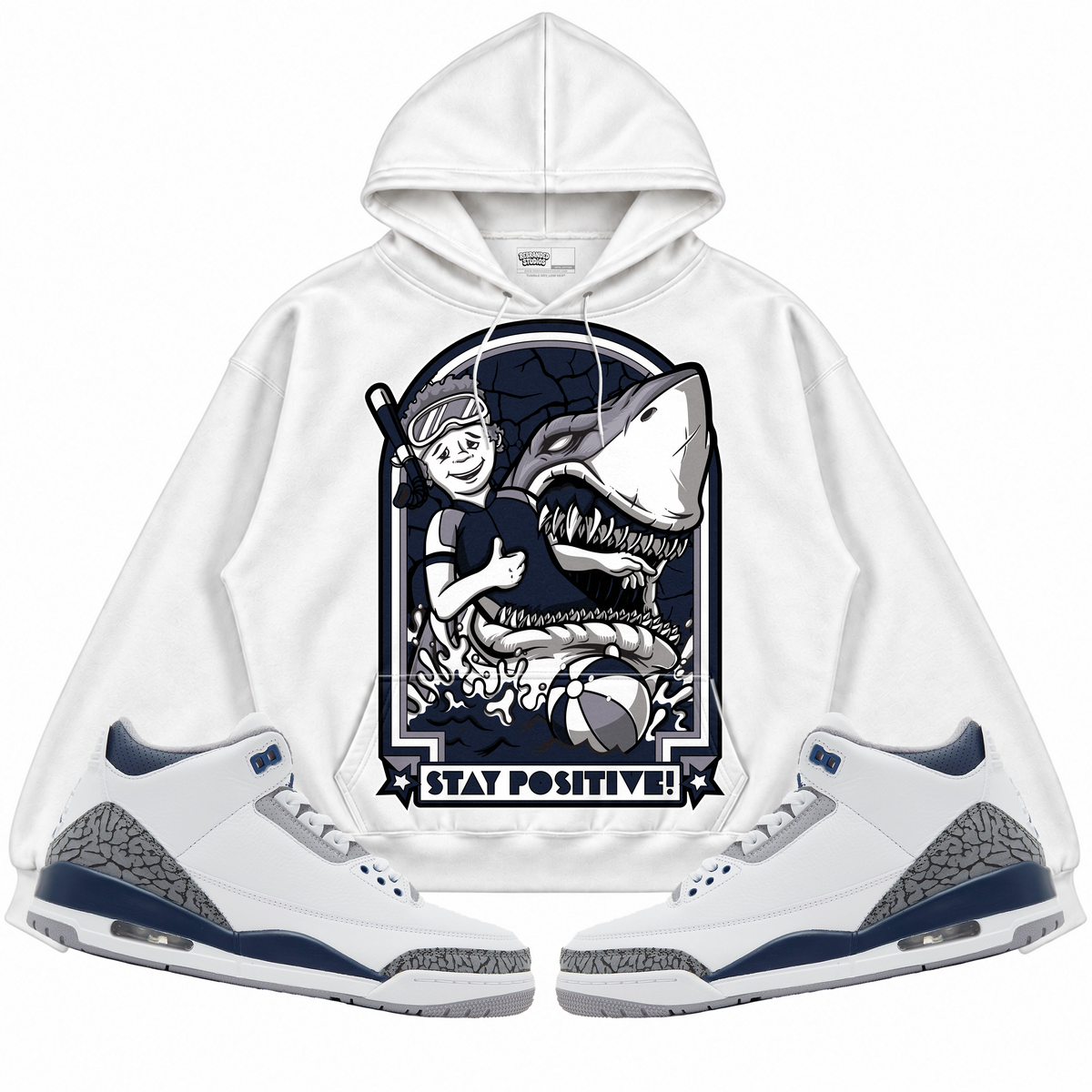 Rebranded Studios apparel — front styled with matching sneakers
