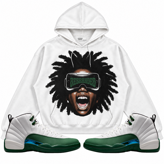 Rebranded Studios apparel — front styled with matching sneakers