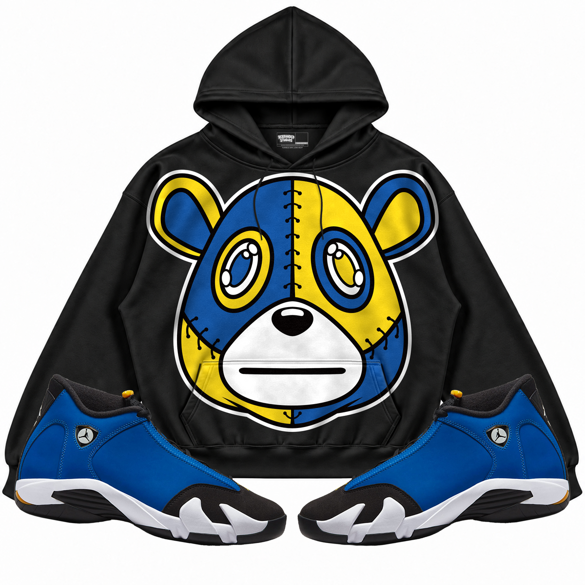 Rebranded Studios apparel — front styled with matching sneakers